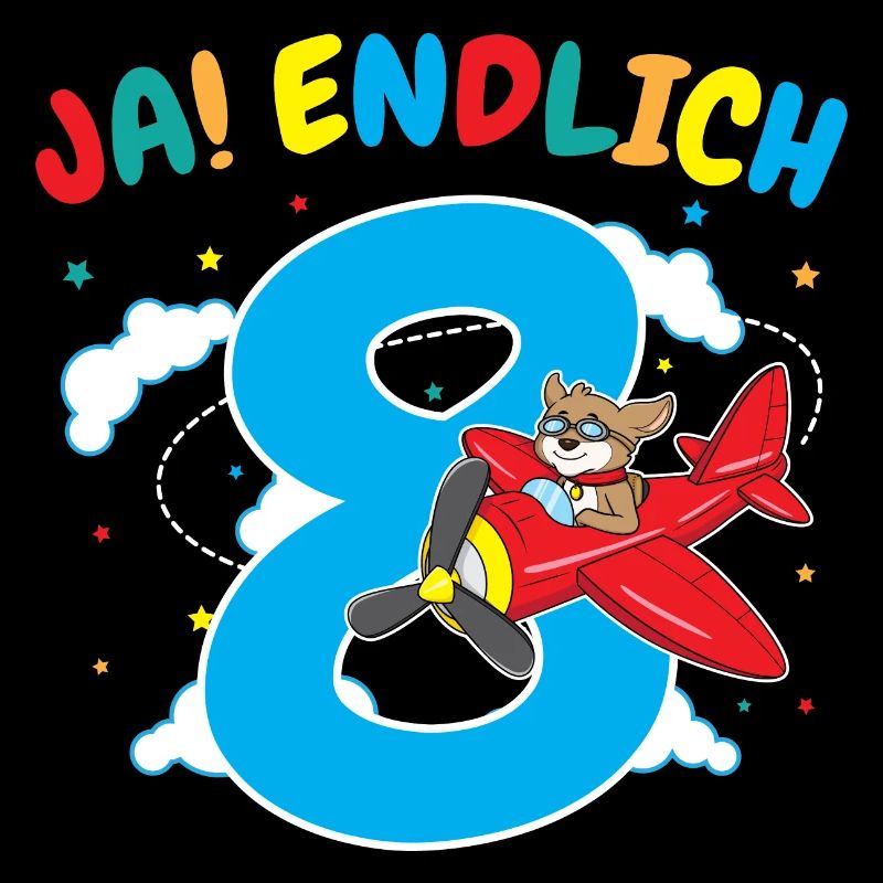 8. Geburtstag Hund Pilot Flugzeug Flieger Geschenk