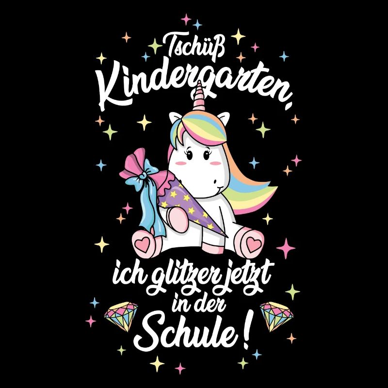 Glitzer in der Schule Einschulung Einhorn Kind