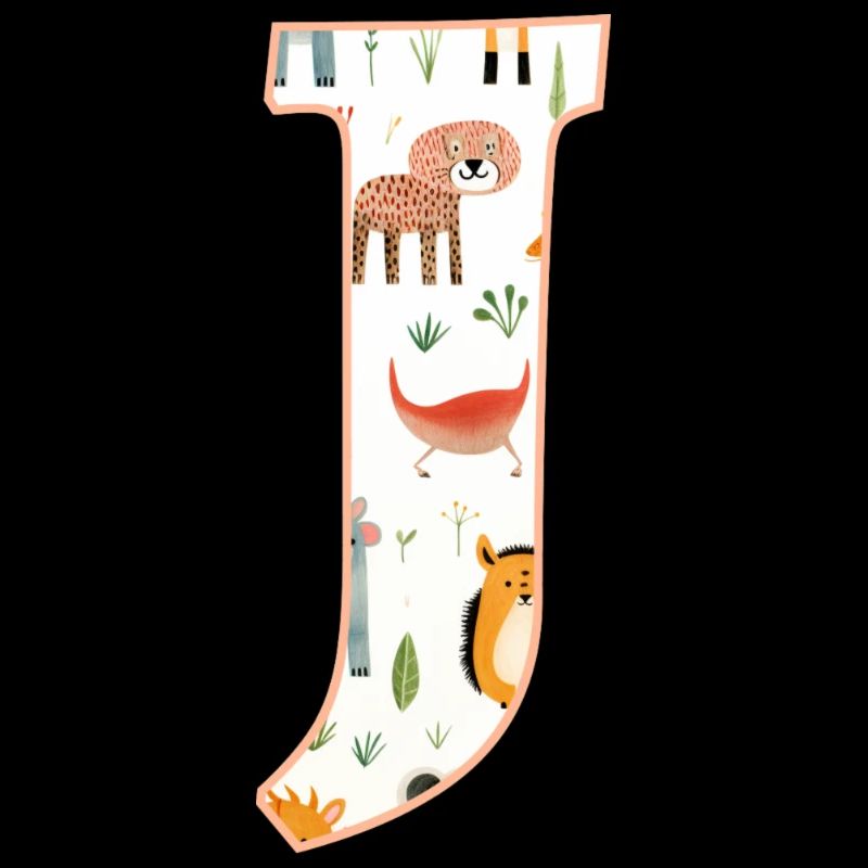 Buchstabe J, Monogramm, Tiermuster