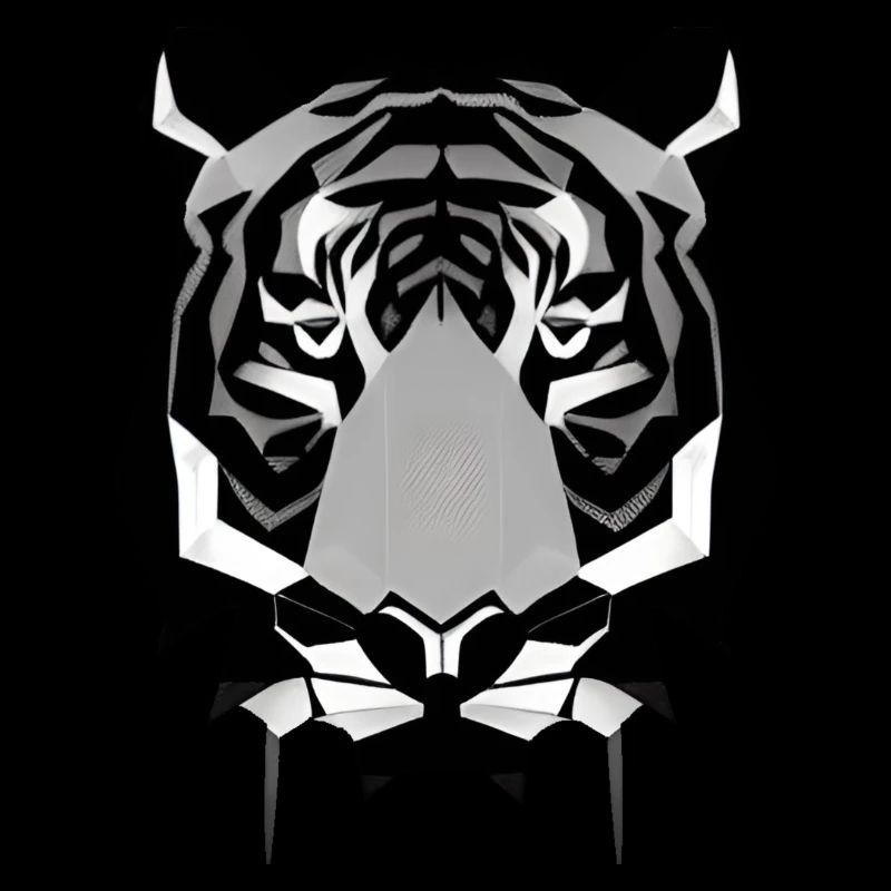 Tête d’animal à dents de sabre de conception polygonale