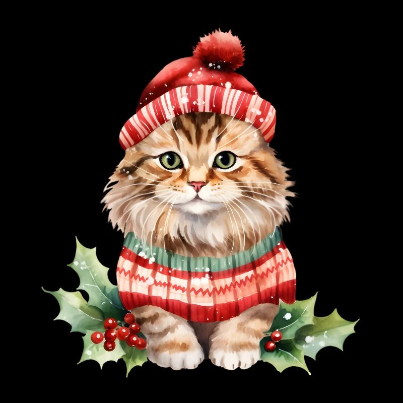 Cat in Christmas look