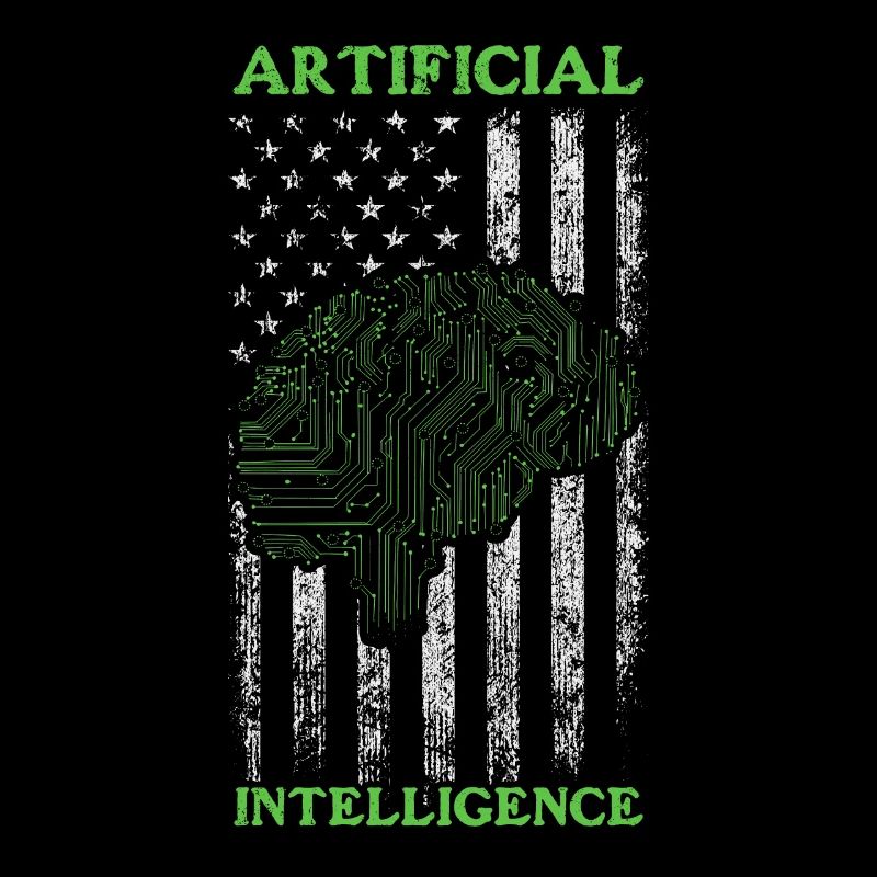 AI Robotics - Intelligence artificielle Drapeau américain