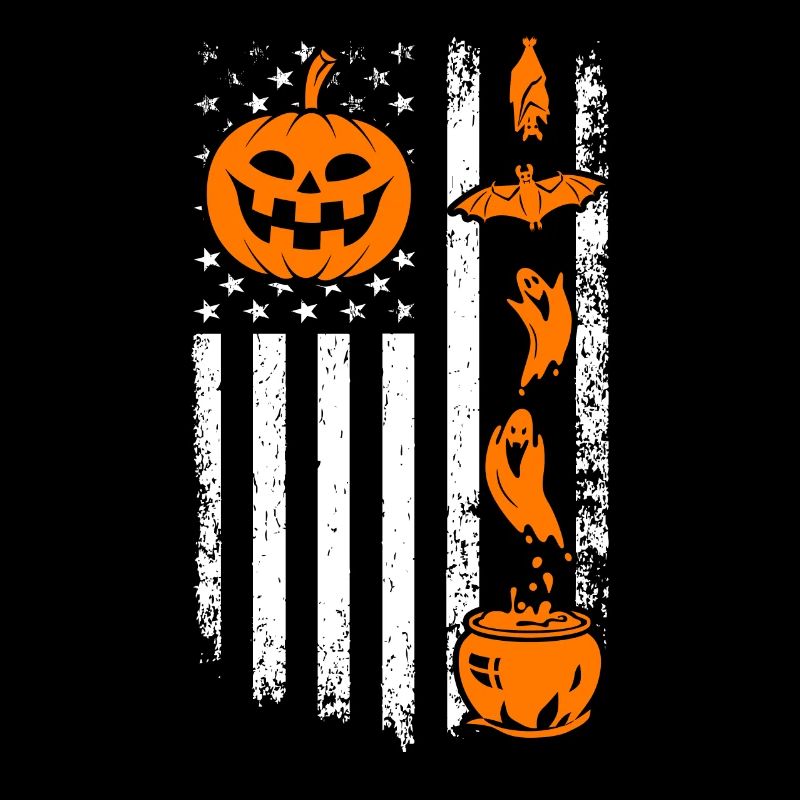 Halloween Pumpkin Ghost Halloween US Flag Hallowee