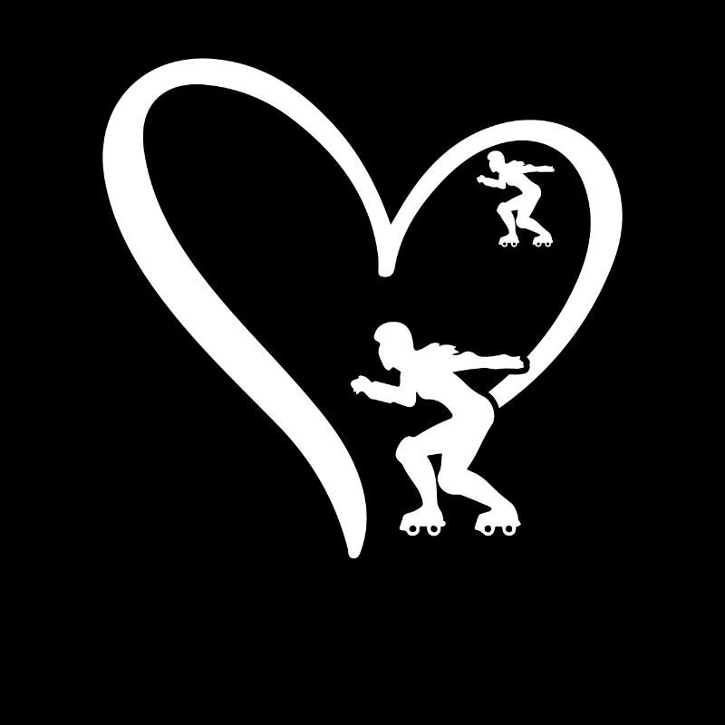 Roller Skater Heart Silhouette Roller Skating
