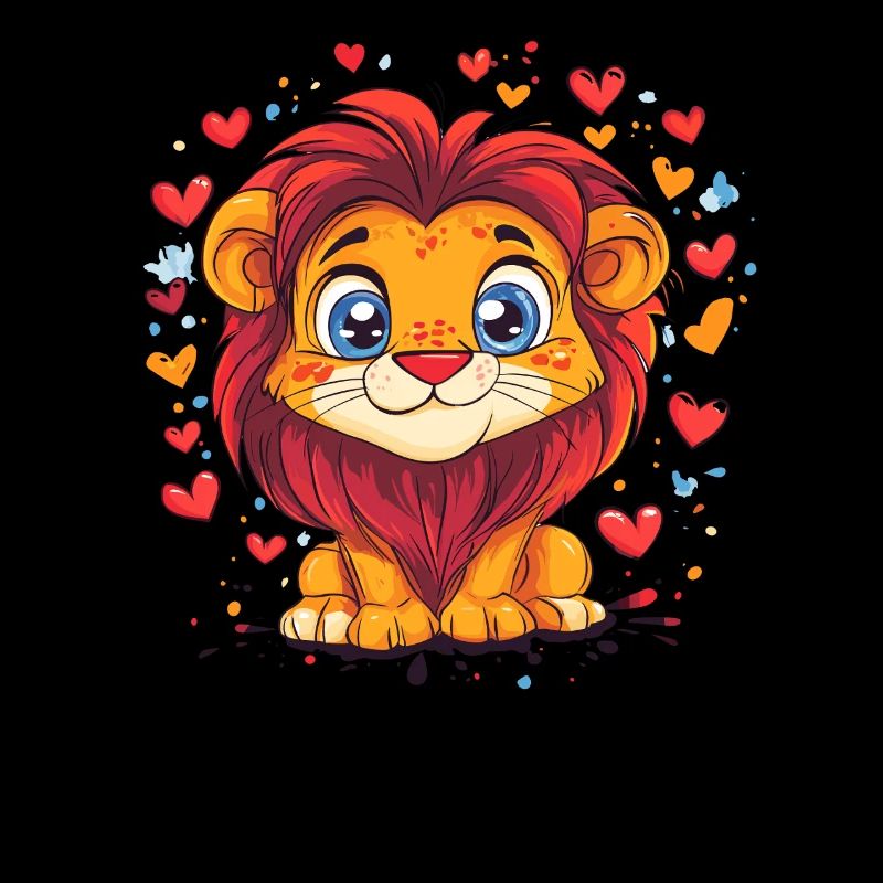 Lionceau avec des cœurs
