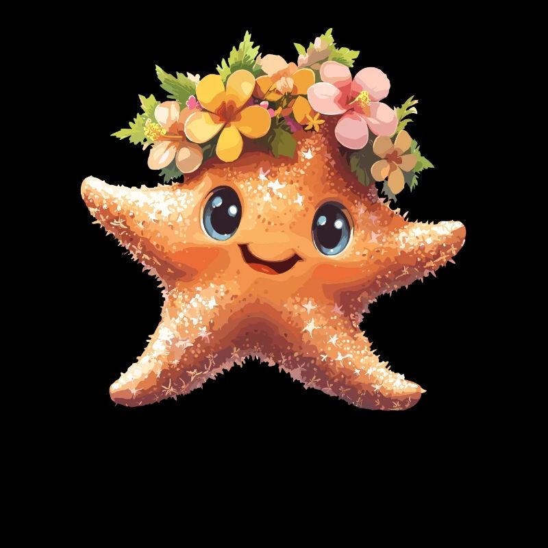 Étoile de mer avec couronne de fleurs