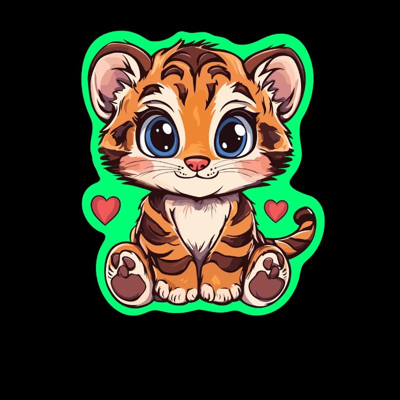 Farbenfroher Tiger mit Herzen