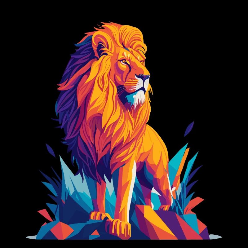 Polygon Löwe - Farbenfrohe Tier Illustration