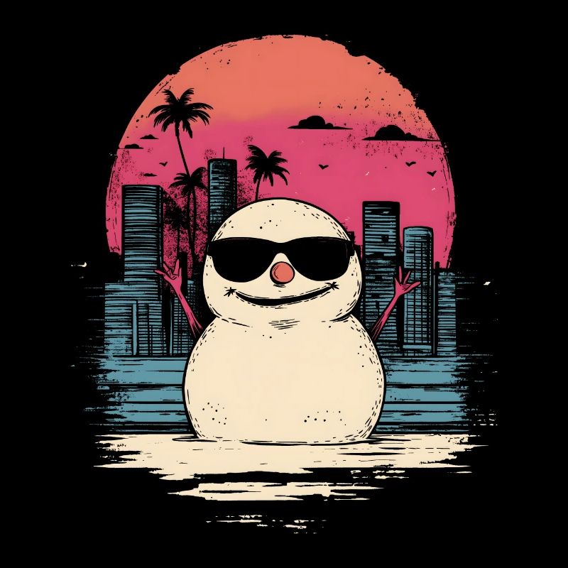 Schneemann Retro Synthwave Retrowave Geschenk