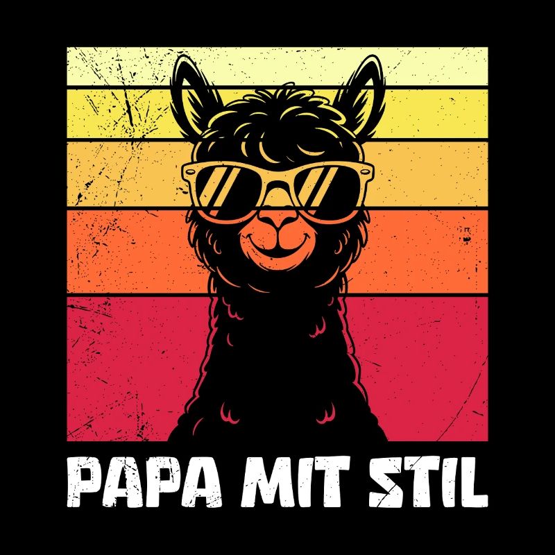 Vaterschaft PAPA MIT STIL Retro Lama Lustiges