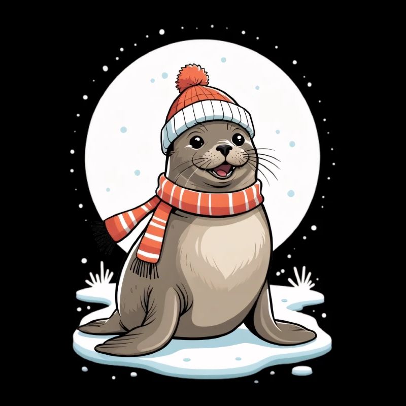 Winterliches Robbe mit Schal