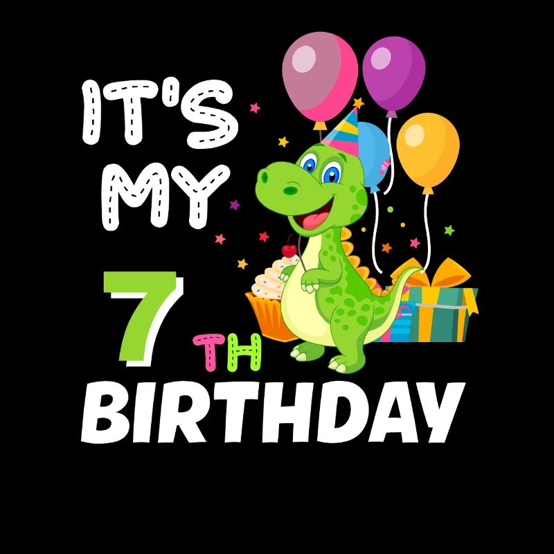 7 Geburtstag Junge Mädchen Dino sieben Jahre
