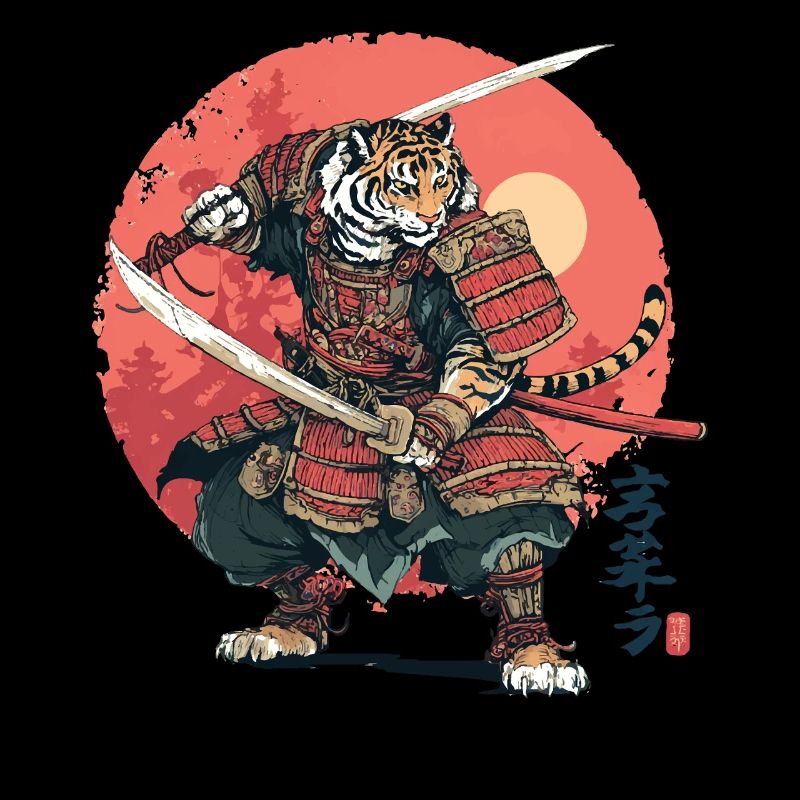 Tiger Samurai in Crimson Armor