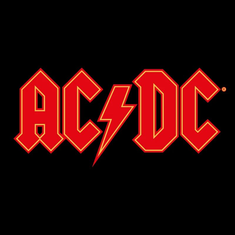 Logo rosso AC/DC con fulmine