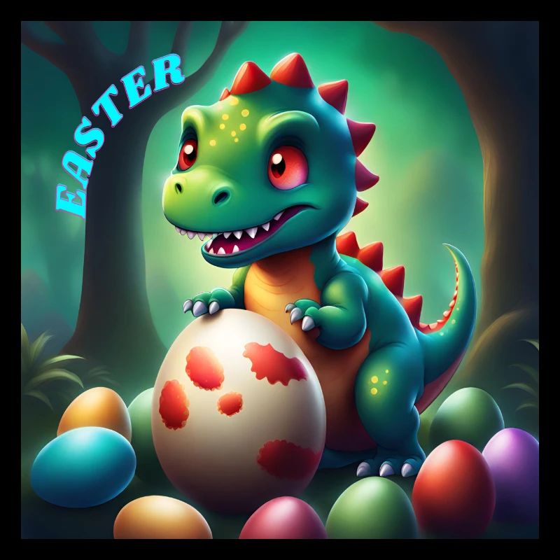 Cute Dinosaur Red Eyes Easter