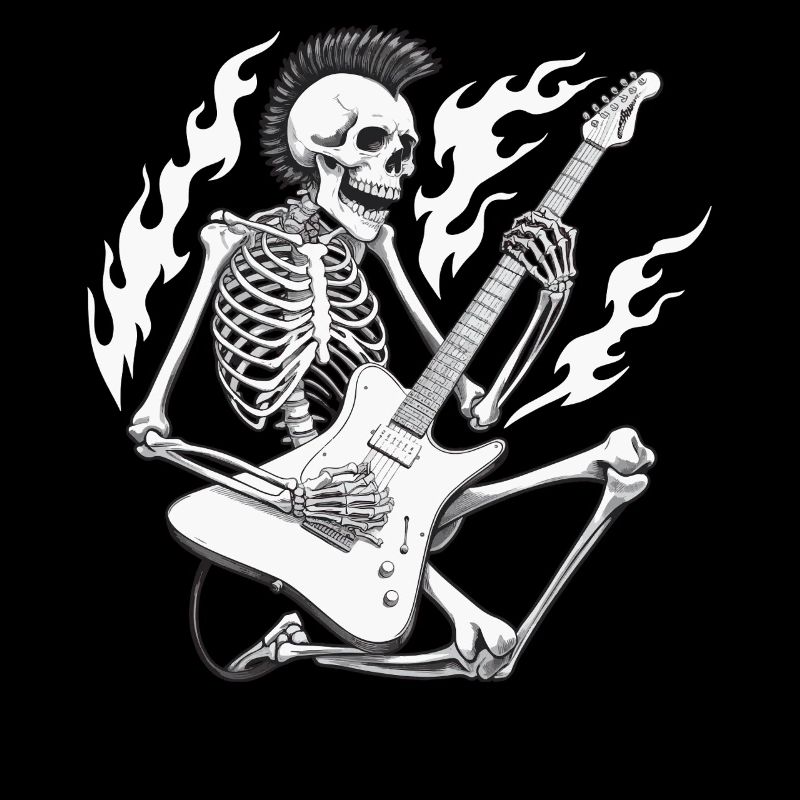 Cool Skeleton Guitariste Guitariste Musicien