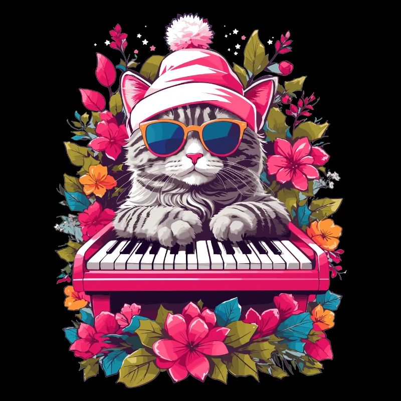 Chat mignon avec piano