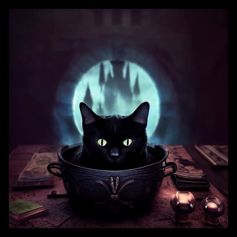 Chat dans un chaudron