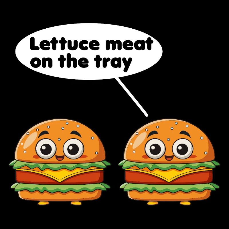 Laitue Viande sur le plateau Burger drôle Jeu de mots