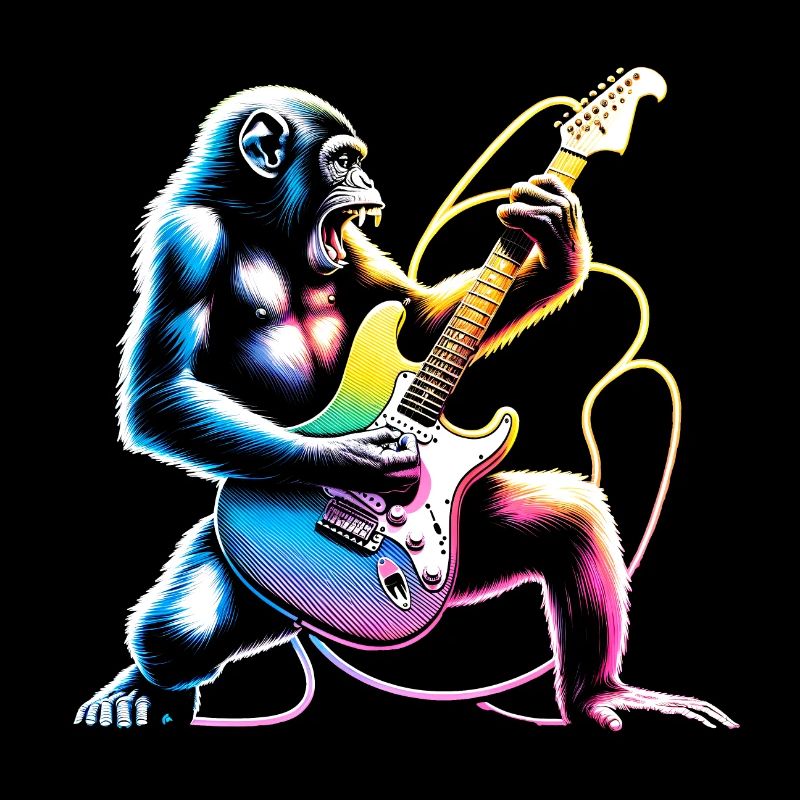Regenbogenfarbener Heavy Metall Gorilla