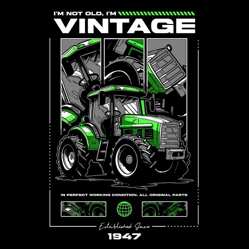 Oldtimer Traktor Bauer Geburtstag Geboren 1947