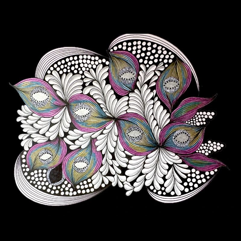 Peacock Feather Doodle Pattern