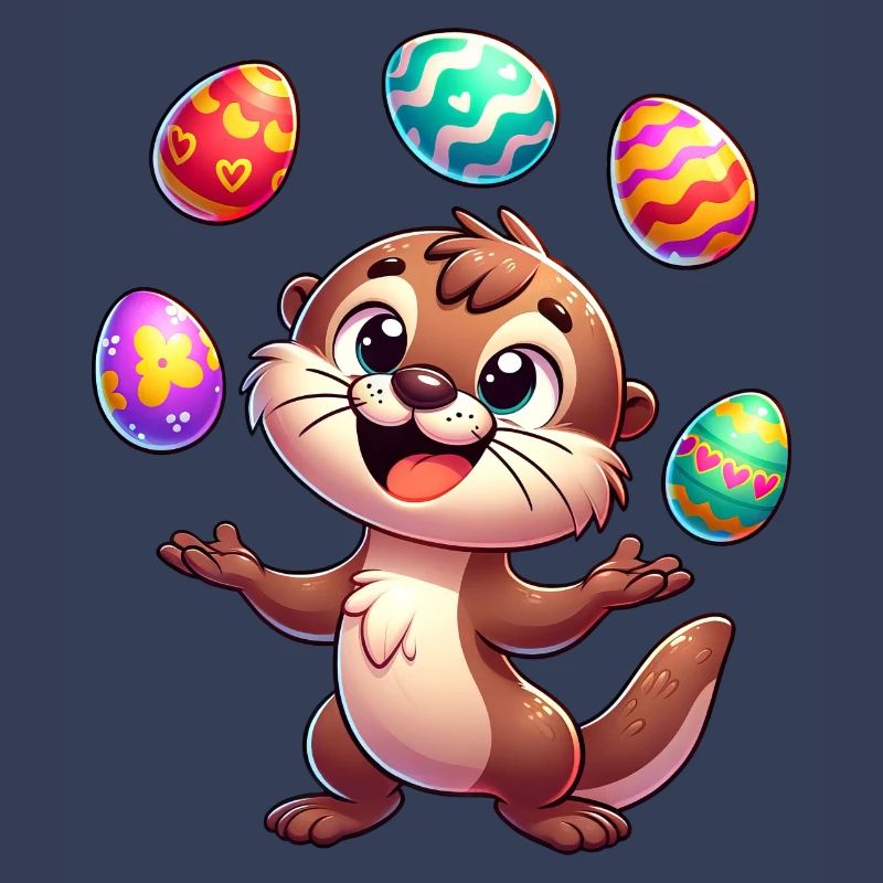 Easter Otter Juggling Easter Eggs,