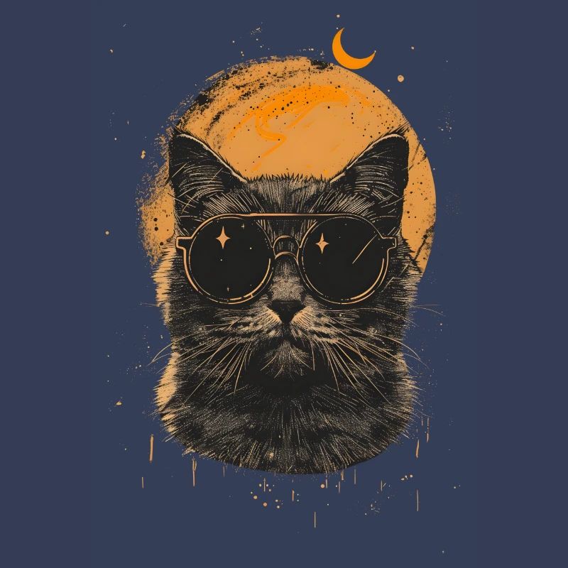 Katze macht ein Selfie mit Eclipse Wearing Glasses