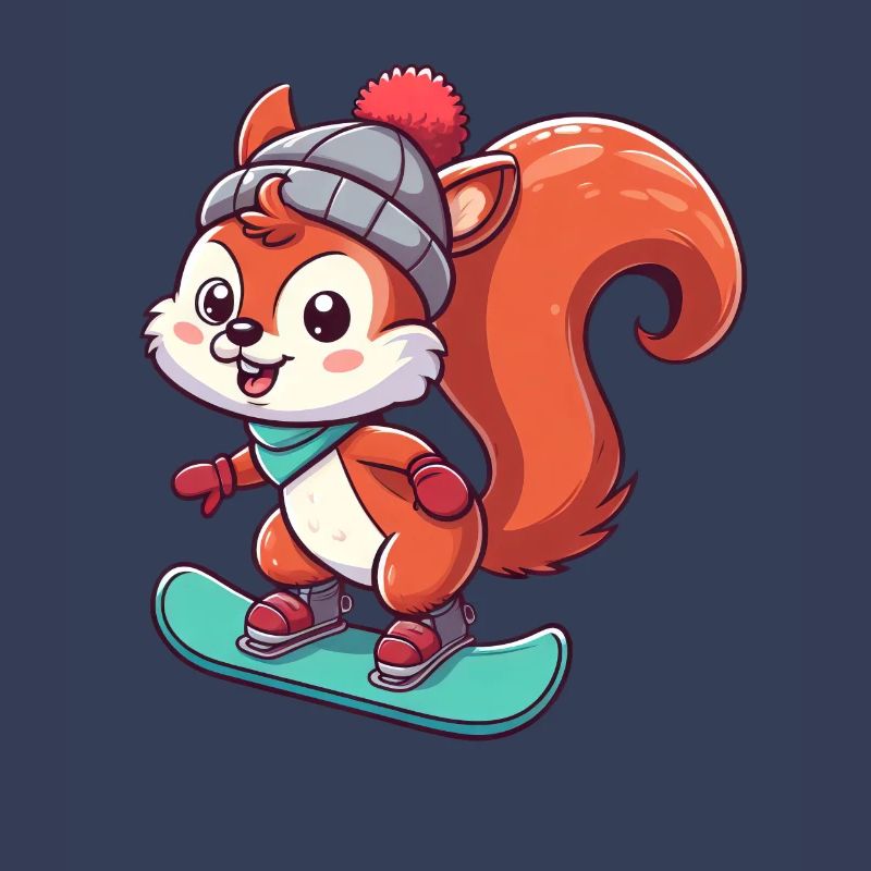 Winterabenteuer mit Eichhörnchen – Snowboard-Spaß