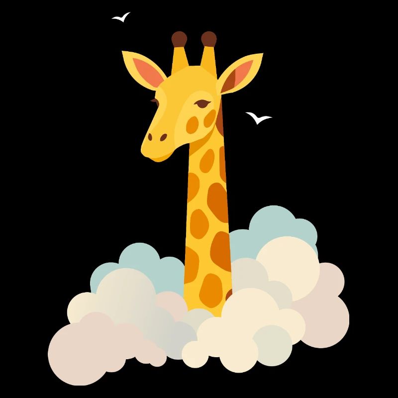 Gentle giraffe above the clouds – Dreamlike motif