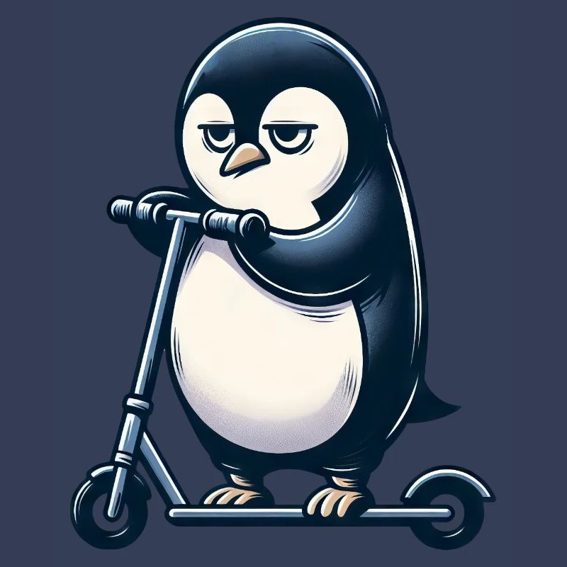 Grumpy Pug on Kickroller Funny Dog