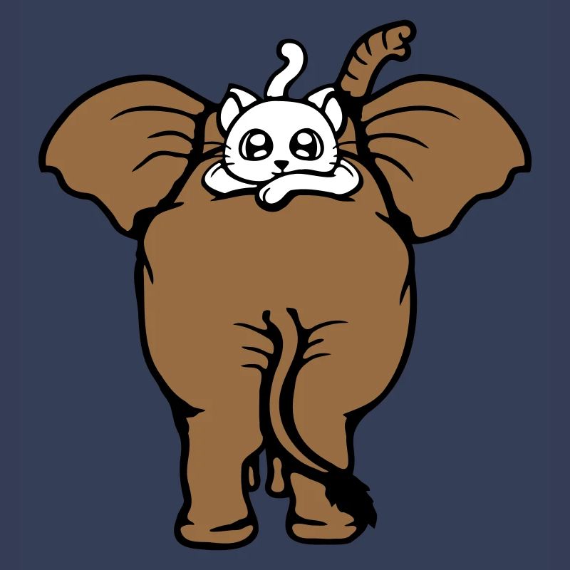 Chat Éléphant Équipe de marche Couché 2 Amis Mignon