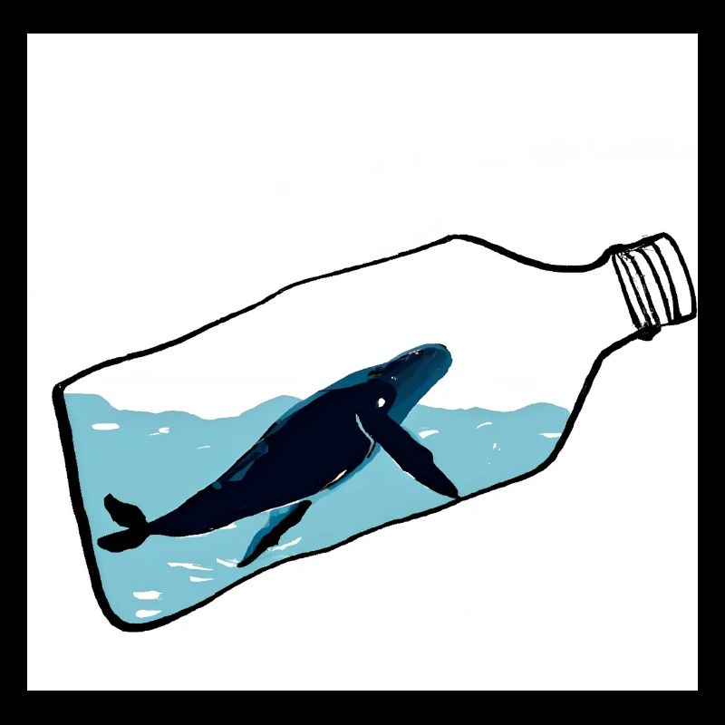 Message dans une bouteille, Illustration de baleine, Déclaration