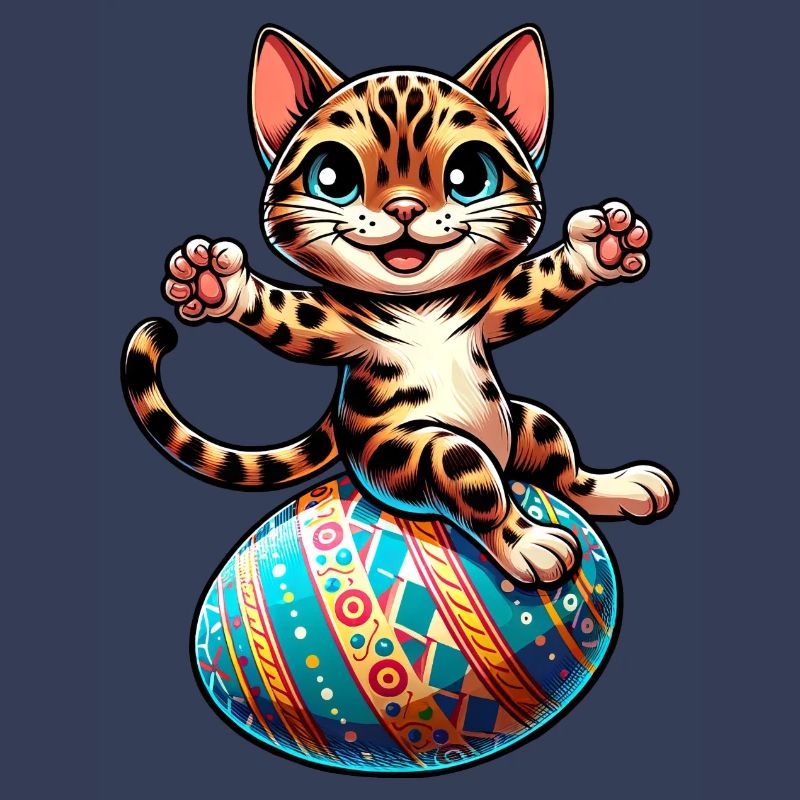 Bengal Cat Dancing Easter Egg