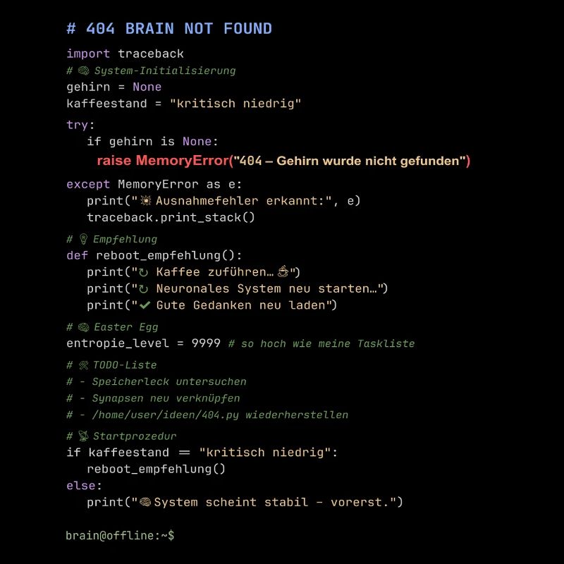 404 Cerveau introuvable Code Python