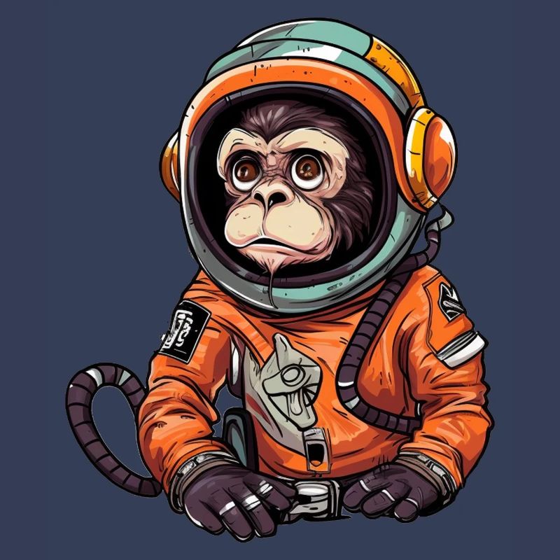 Space Monkey Retro Drawing