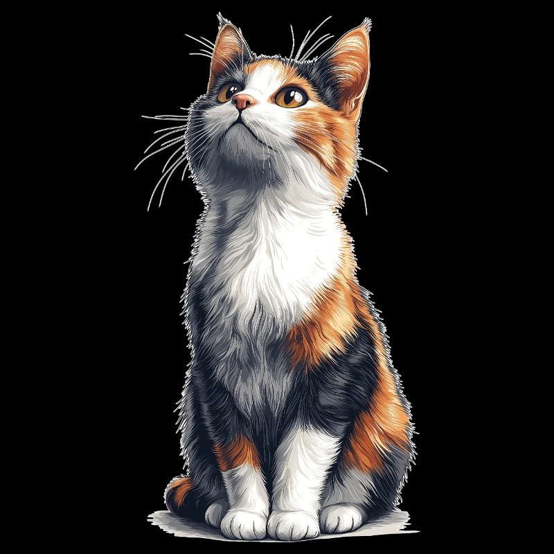 Chat comique assis coloré
