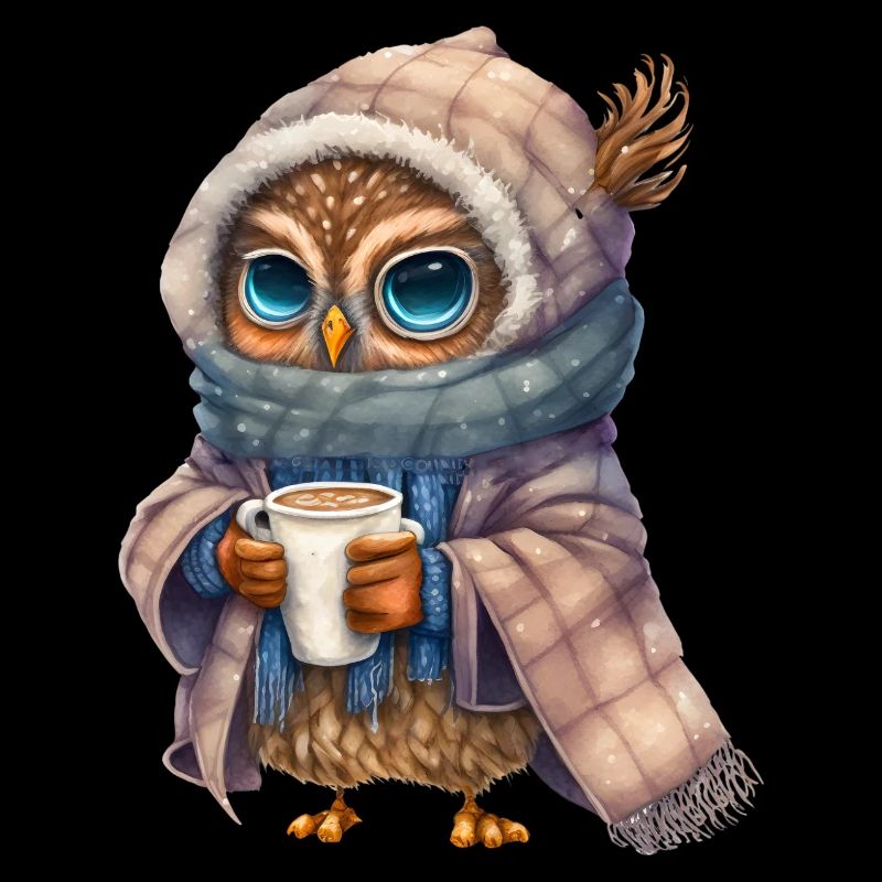 Nette Eule mit Kaffee