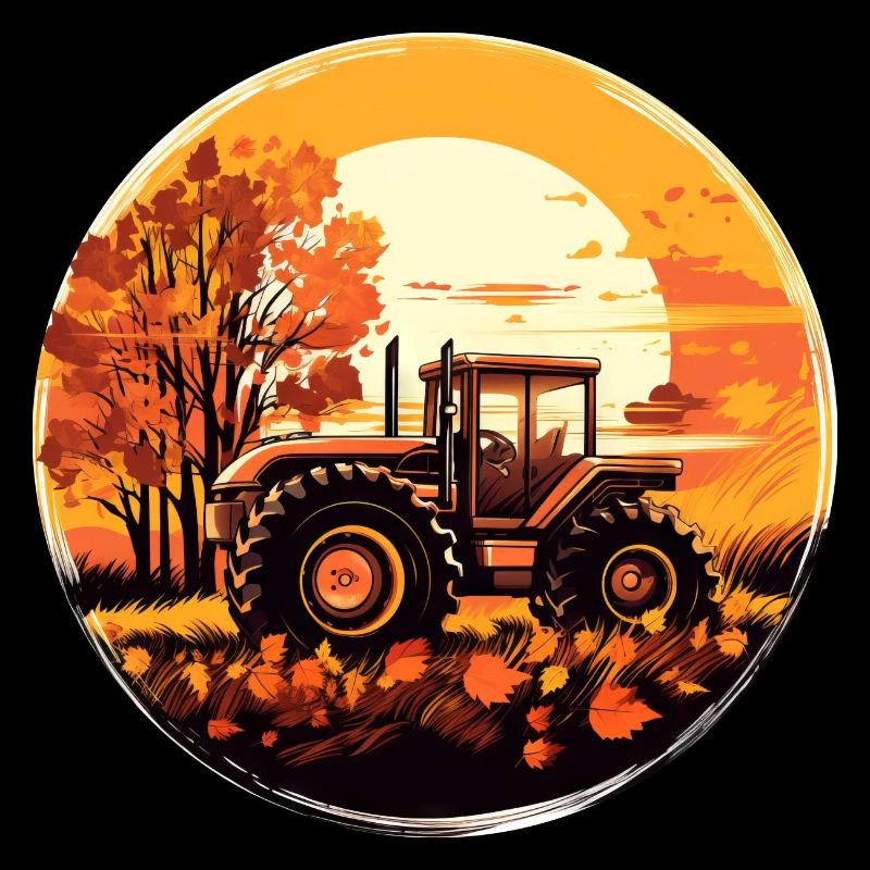 Traktor im Herbstlaub: Sunset Ernte