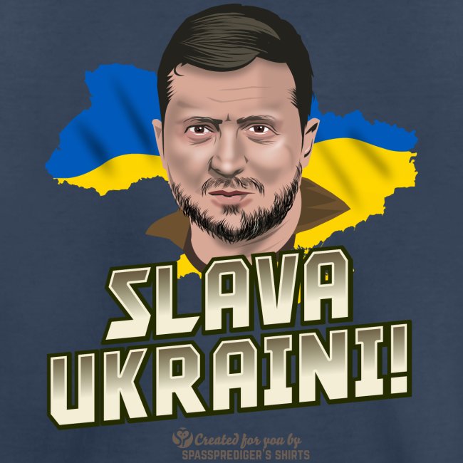 Zelensky Porträt und Slogan Ruhm der Ukraine