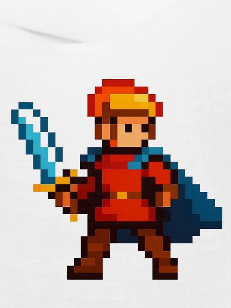 Pixelritter mit Schwert und Cape
