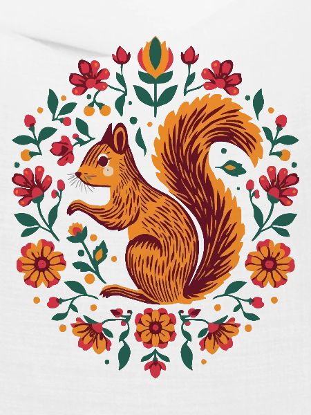 Eichhörnchen im Blumenkranz