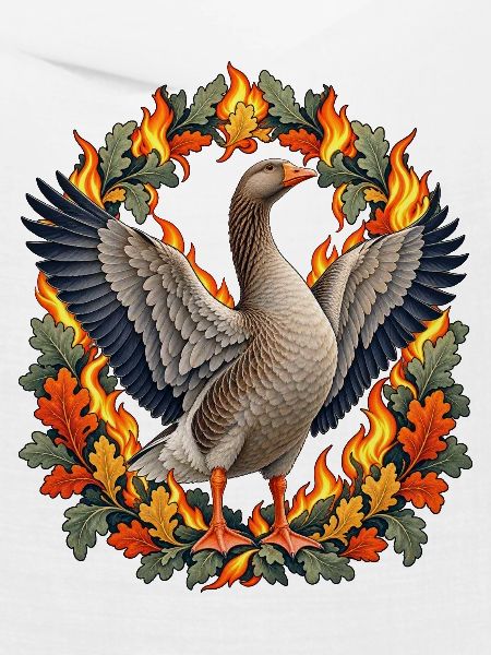 Graugans im Martinsfeuer-Blätterbogen