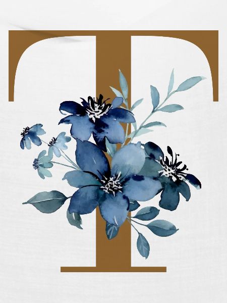 Blaues Blütenmonogramm T