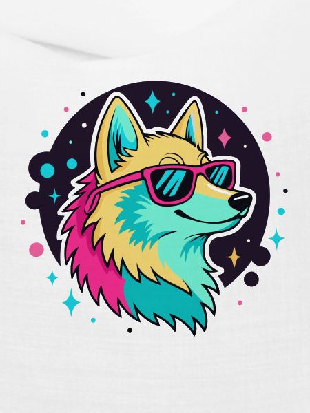 Neonwolf mit coolen Brillen