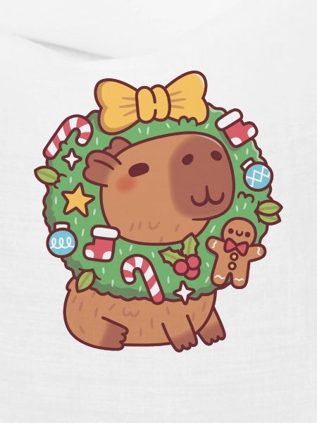 Süßes Capybara mit Weihnachtskranz Lustig