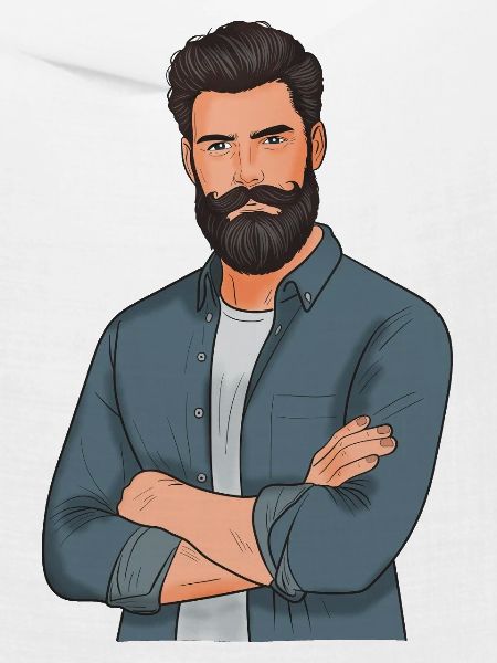 Bartträger Stil im Denimlook