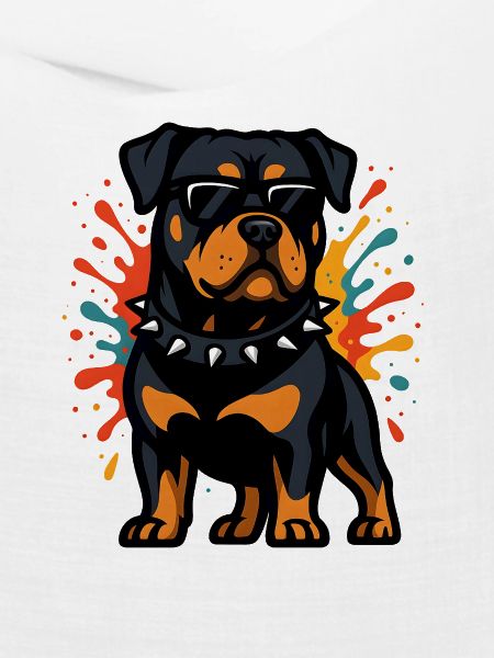 Rottweiler Hund mit Farbexplosion