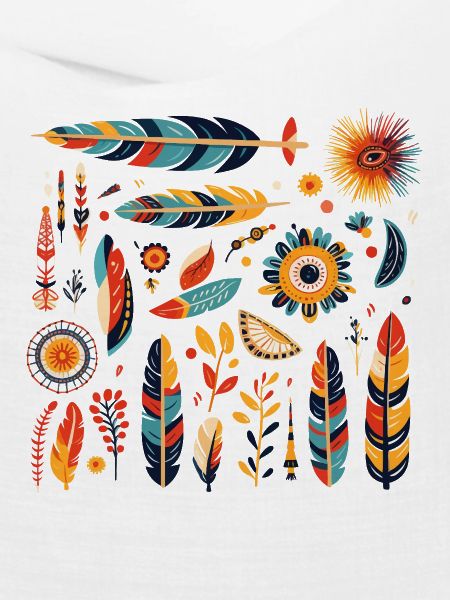Boho Feder und Blüten Muster