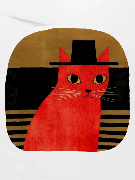 Rote Katze mit Hut Retro Art